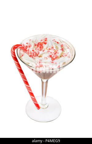 Ansicht von oben Chocolate candy cane Martini Stockfoto