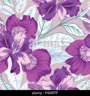 Florale nahtlose Muster. Blume Hintergrund. Gedeihen garten Textur mit Blumen. Stock Vektor