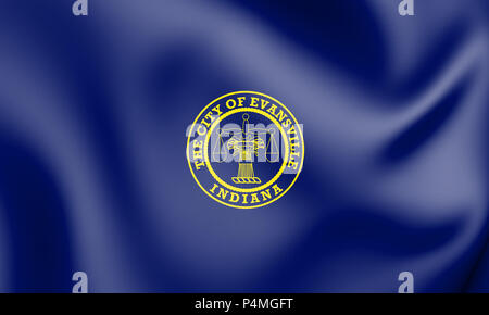 3D-Markierung von Evansville (Indiana), USA. 3D-Darstellung. Stockfoto
