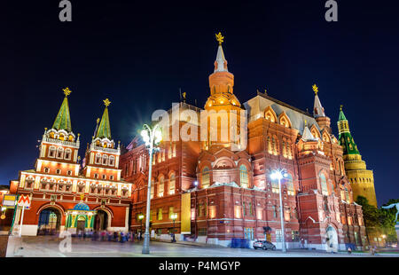 Auferstehung oder Iberischen Tor und dem Staatlichen Historischen Museum in Moskau, Russland Stockfoto