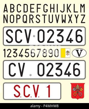 Heiliger Stuhl, Vatikan, Auto Nummernschild, Buchstaben, Zahlen und Symbole Stock Vektor