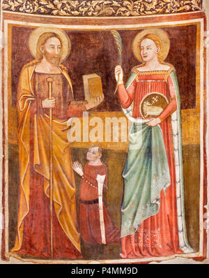PARMA, Italien - 16. April 2018: Das Fresko der Jungfrau Maria und St. Joseph in der taufkapelle von 14 - 15. Stockfoto