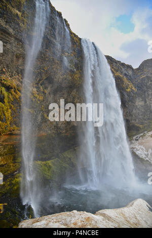 Berühmten Wasserfall Seljalandsfoss im Süden von Island. Stockfoto