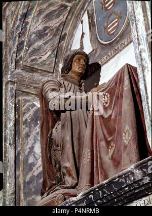 SEPULCRO DE DON Guzman el Bueno (ALONSO PEREZ DE GUZMAN) - DUQUE DE MEDASIDONIA - las mejores - SIGLO XVII. Autor: Juan Martinez Montanes (1568-1649). Lage: MONASTERIO DE SAN ISIDORO DEL CAMPO, SANTIPONCE, Sevilla, Spanien. Stockfoto