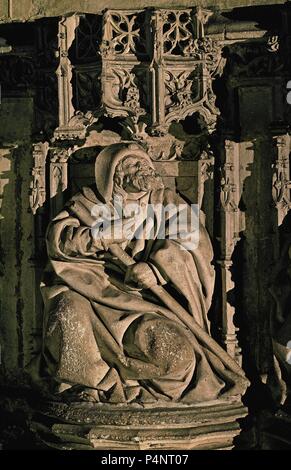 TRASALTAR DET DEL APOSTOL SANTIAGO - ESCULTURA RENACENTISTA. Autor: Felipe Bigarny (C. 1475-1543). Lage: CATEDRAL - INTERIEUR, Burgos, Spanien. Stockfoto