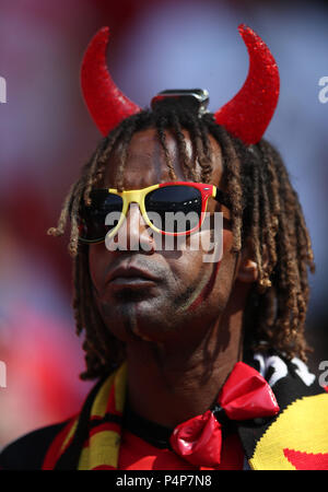 Moskau, Russland. 23. Juni 2018. Ein Fan von Belgien ist vor der 2018 FIFA World Cup Gruppe G Match zwischen Belgien und Tunesien in Moskau, Russland, 23. Juni 2018 gesehen. Credit: Wu Zhuang/Xinhua/Alamy leben Nachrichten Stockfoto