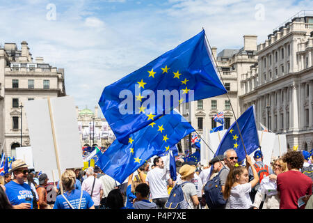 London, Großbritannien. 23 Jun, 2018: Demonstranten nehmen an der Abstimmung März in London für eine sinnvolle Abstimmung über die endgültige Brexit Abkommen zwischen der britischen Regierung und der Europäischen Union statt. Credit: Bradley Smith/Alamy Leben Nachrichten. Stockfoto