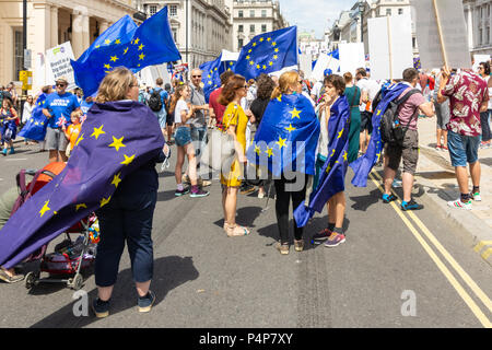 London, Großbritannien. 23 Jun, 2018: Demonstranten nehmen an der Abstimmung März in London für eine sinnvolle Abstimmung über die endgültige Brexit Abkommen zwischen der britischen Regierung und der Europäischen Union statt. Credit: Bradley Smith/Alamy Leben Nachrichten. Stockfoto