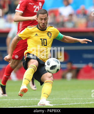 Moskau, Russland. 23. Juni 2018. Eden Hazard von Belgien schießt während der FIFA WM 2018 Gruppe G Match zwischen Belgien und Tunesien in Moskau, Russland, 23. Juni 2018. Credit: Yang Lei/Xinhua/Alamy leben Nachrichten Stockfoto