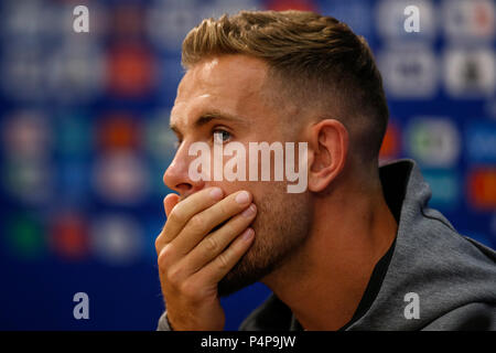 Nischni Nowgorod, Russland. 23. Juni 2018. Jordan Henderson von England England während einer Pressekonferenz vor der 2018 FIFA World Cup Gruppe G gegen Panama, in Nizhny Novgorod Stadion am 23. Juni 2018 in Nischni Nowgorod, Russland. (Foto von Daniel Chesterton/phcimages.com) Credit: PHC Images/Alamy leben Nachrichten Stockfoto