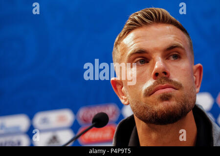 Nischni Nowgorod, Russland. 23. Juni 2018. Jordan Henderson von England England während einer Pressekonferenz vor der 2018 FIFA World Cup Gruppe G gegen Panama, in Nizhny Novgorod Stadion am 23. Juni 2018 in Nischni Nowgorod, Russland. (Foto von Daniel Chesterton/phcimages.com) Credit: PHC Images/Alamy leben Nachrichten Stockfoto