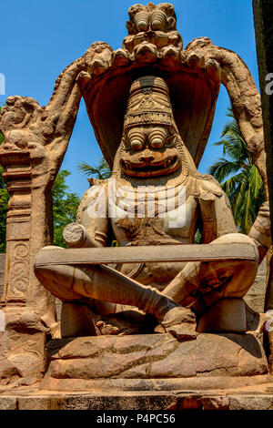 Narasimha monolithischen Stein Skulptur Hampi Karnataka, Indien Stockfoto