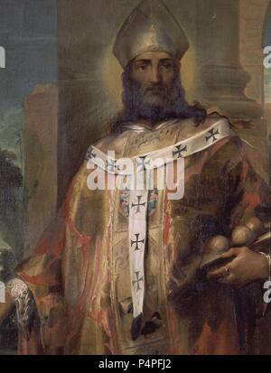 SAN NICOLAS DE BARI - LAS MEJORES-KONJ Nr. 120129. Thema: Clemente de Torres (C. 1662-1732). Lage: das Museo DE BELLAS ARTES - CONVENTO DE LA MERCED CALZAD, Sevilla, Sevilla, Spanien. Stockfoto