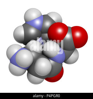 Carnosin (L-Carnosin) Nahrung Ergänzung Molekül. 3D-Rendering. Atome sind als Kugeln mit konventionellen Farbcodierung vertreten: (weiß), Wasserstoffauto Stockfoto