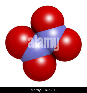 Stickstoff ausgefällt (Distickstoff ausgefällt, N2O4) Rakete Propellant Molekül. 3D-Rendering. Atome sind als Kugeln mit herkömmlichen Farbe Kabeljau vertreten. Stockfoto