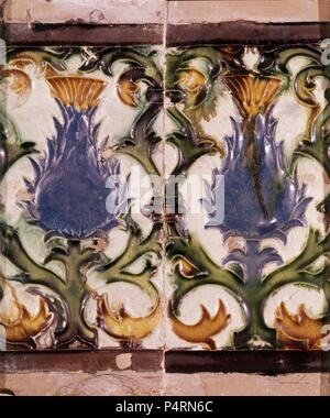 AZULEJO DE LA COLECCION GESTOSO. Lage: das Museo DE BELLAS ARTES - CONVENTO DE LA MERCED CALZAD, Sevilla, Sevilla, Spanien. Stockfoto