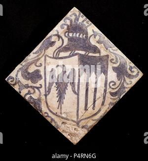 AZULEJO CON ESCUDO. Lage: das Museo DE BELLAS ARTES - CONVENTO DE LA MERCED CALZAD, Sevilla, Sevilla, Spanien. Stockfoto