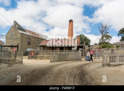 Sovereign Hill ist ein Open Air Museum in Golden Point, einem Vorort von Ballarat, Victoria, Australien. Sovereign Hill zeigt die Ballarat ersten zehn Jahre aft Stockfoto