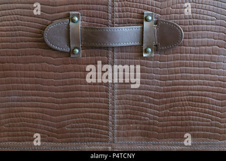 Vintage Leder Schublade texturiert, bis Hintergrund schliessen. Stockfoto