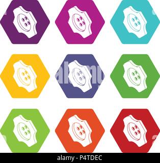 Zahnrad Kleidung Button Icons Set9 Vektor Stock Vektor