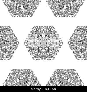 Nahtlose Muster Blume Mandala. Vintage dekorative Elemente. Orientalische Muster, Vector Illustration auf weißem Hintergrund. Stock Vektor