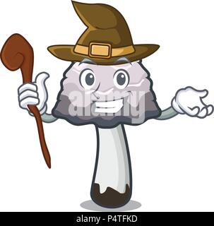 Hexe shaggy mane Pilz Maskottchen Karikatur Stock Vektor