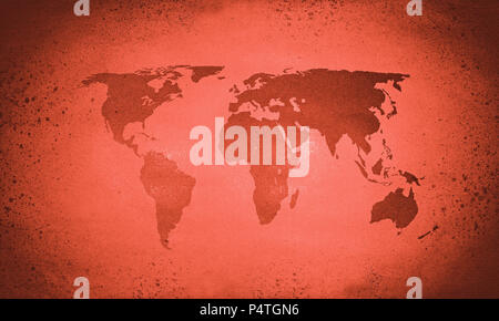 Old Red vintage Weltkarte Stockfoto