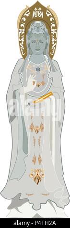 Guanyin, chinesische Göttin der Barmherzigkeit flachbild Vektor Stock Vektor