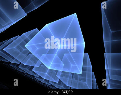 Abstrakte technologischen Hintergrund - das erzeugte Bild auf dem Computer. Fraktal Kunst: ein Raum von Glas mit Licht Effekte. Das Konzept der Hi-tech oder v Stockfoto