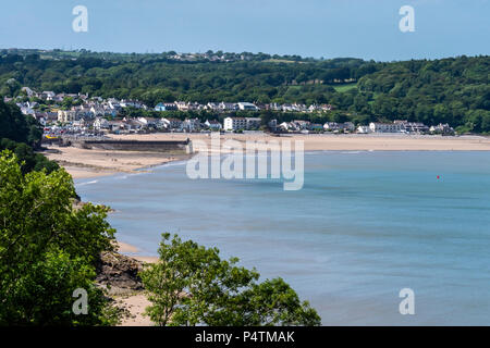 Saundersfoot Pembrokeshire Wales von der Küste weg Stockfoto