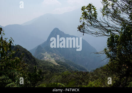 Machu Picchu Ruinen von Machu Picchu Mountain gesehen Stockfoto