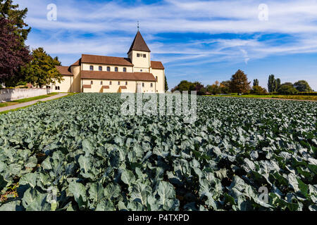 Deutschland, Insel Reichenau, Oberzell, Blick auf die Kirche von St George. Stockfoto