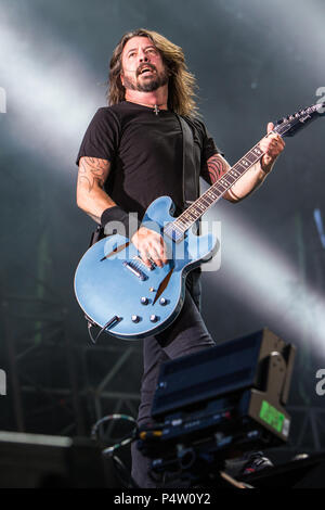 Florenz Italien. 14. Juni 2018. Die US-amerikanische Rockband FOO FIGHTERS führt live auf der Bühne des Visarno Arena während der 'Firenze Felsen 2018' Stockfoto