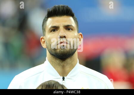 Argentinien nationale Mannschaft vorwärts Sergio Agüero während der Fußball-WM 2018 Match zwischen, Kroatien vs Argentinien am 21. Juni 2018, Nischni Nowgorod Stockfoto