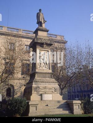 MONUMENTO A ANTONIO LOPEZ Y LOPEZ PRIMER MARQUES DE COMILLAS EN LA PLAZA QUE LLEVA SU NOMBRE - REPRODUCCION DE LOS AÑOS 40 DE FREDERIC STUTEN. Autor: VALLMITJANA VENANCI/STUTEN FREDERIC. Ort: Außen, SPANIEN. Stockfoto