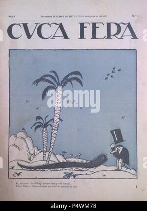 Portada de la Revista satírica Cuca Fera, nº 1, editada en Barcelona en 1917. Stockfoto