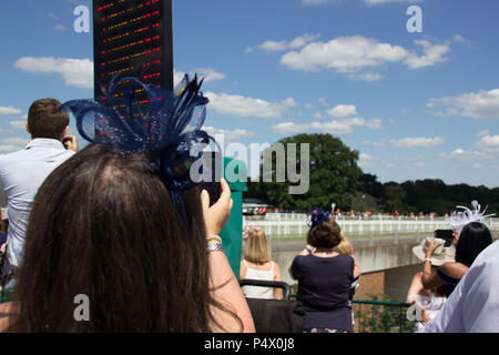 Menschenmassen stehen gerade die Rassen als Royal Ascot Windsor in Gehäuse Stockfoto