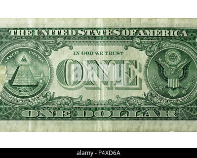 Ein Dollar Nahaufnahme isoliert Stockfoto