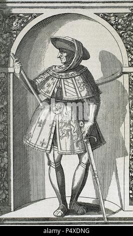 Philip III 'gut' (Dijon, 1396, Brügge, 1467). Herzog von Burgund (1419-1467), Sohn von Johann Ohnefurcht. Gravur. Stockfoto