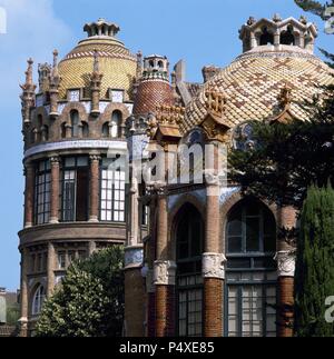 ARTE S. XIX. MODERNISMO. ESPAÑA. LLUIS DOMENECH I MUNTANER (1850-1923). Arquitecto catalán. HOSPITAL DE SANT PAU (1902-1910). Vista parcial. BARCELONA. Cataluña. Stockfoto