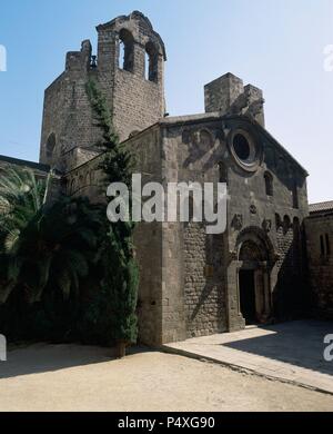 Romanische Kunst. Sant Pau del Camp (910). Kirche zwischen 1096 und 1117 umgebaut. Barcelona. Katalonien. Spanien. Stockfoto