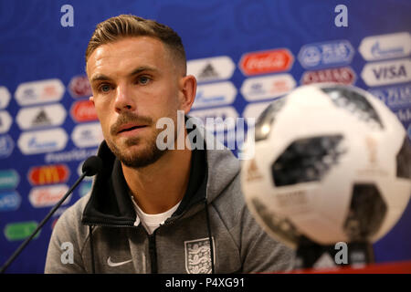 England's Jordan Henderson während der Pressekonferenz am Stadion, Nischni Nowgorod Nischni Nowgorod. Stockfoto