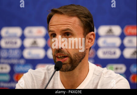 England Manager Gareth Southgate während der Pressekonferenz am Stadion, Nischni Nowgorod Nischni Nowgorod. Stockfoto