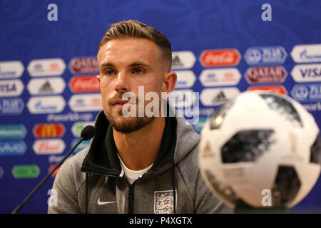 England's Jordan Henderson während der Pressekonferenz am Stadion, Nischni Nowgorod Nischni Nowgorod. Stockfoto