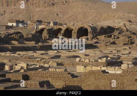 Ramesseum. Tempel in Scheunen oder Lagerhallen ausgelegt. 19. Dynastie. Neuen Reich. Jh. V.CHR. Tal der Könige. Luxor. Ägypten. Stockfoto