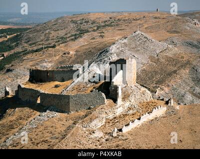 Spanien. Burgo de Osma. OSMA, erbaute Burg 912. Die Ruinen. Stockfoto