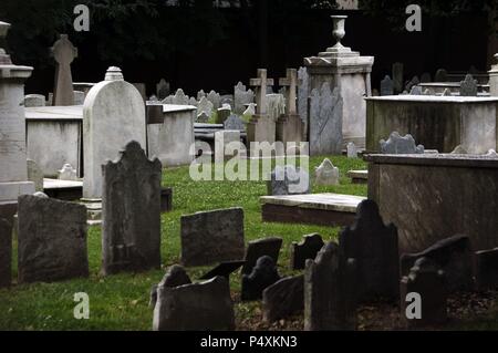 In den Vereinigten Staaten. Pennsylvania. Philadelphia. Christus Grabstätte. Early-American Friedhof. Stockfoto