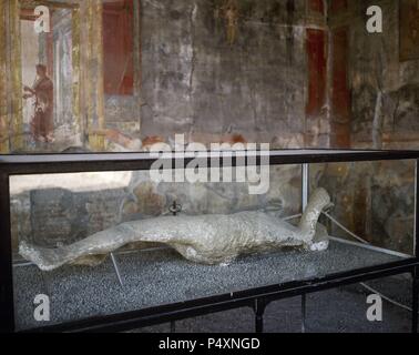 Pompeji. Antike römische Stadt. Gipsabgüsse von Leichen. Campania. Italien. Stockfoto