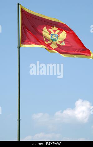 Flagge von Montenegro. Stockfoto