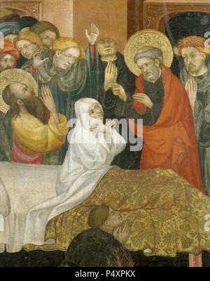 ARTE GOTICO. ESPAÑA. BORRASSA, Lluís (Girona, h. 1360 - Barcelona, 1426). Las mejores del retablo Mayor de SANT PERE. Se encuentra en la Iglesia DE SANTA MARIA. Este retablo tercer pertenece Al periodo del Pintor. Borrassà fue El introductor del gótico Internacional de Catalunya. TERRASSA. Provincia de Barcelona. Cataluña. Stockfoto